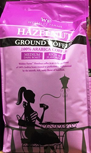Wellsley Farms Hazelnut Ground Coffee Medium Dark Roast Rich and Flavorful 2 Lbs by Wellsley Farms