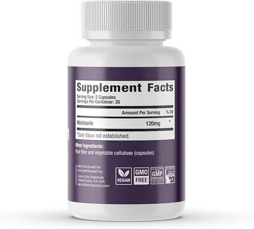 120 mg High Dosage Melatonin Max in Easy-to-Swallow Capsules - 30 Servings (Pack of 2)