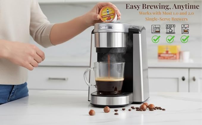 Sleepy Bear Coffee Pods Medium Roast Arabica Rich Flavor Michigan-Made Smooth &amp Sweet No Sugar Added 30ct Pods Compatible with Single-Serve Brewers (Harbor Springs Hazelnut)