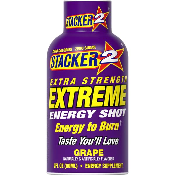 Stacker 2 Extra Strength Extreme Grape Energy Shots 2oz (Pack of 12)