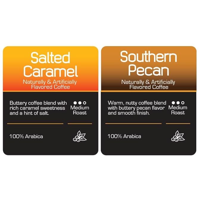 Roast Ridge Single Serve Coffee Pods for K-Cup Brewers Flavored Variety Pack Medium Roast 60 Count (30 each: Salted Caramel Southern Pecan)