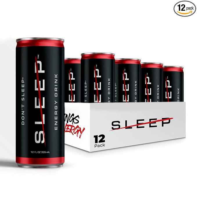Don't Sleep Energy Drink - 12-Pack Clean energy &amp 100 Calories per Can Caffeine Taurine and B-BVitamins for an Unstoppable Boost - 116mg of Caffeine