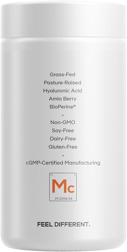 Codeage Multi Collagen+ Supplement with Vitamin C Biotin 5000 mcg Hyaluronic Acid Amla Berry BioPerine - 5 Types of Collagen Grass-Fed Pasture-Raised - 2-Month Supply - Non-GMO - 180 Capsules