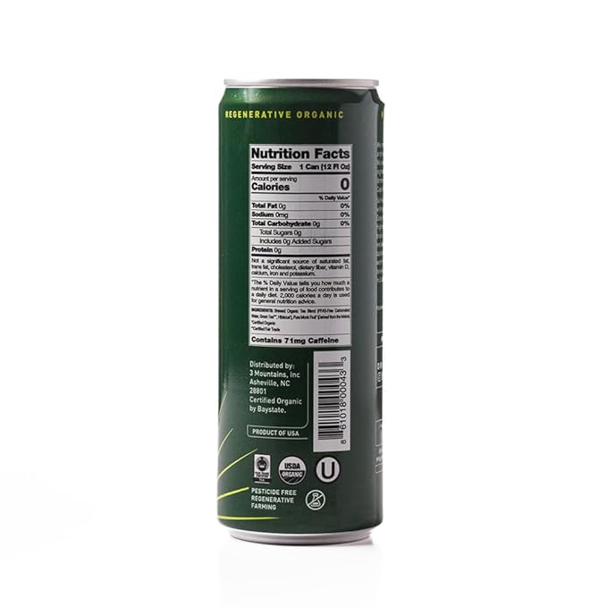 Sarilla Nonalcoholic Green Tea Spritzer – Lightly Sparkling Real Brewed Organic Green Tea with Hibiscus Plant-Based Caffeine Zero Calories 12-Pack