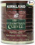 Signature 100 Percent Colombian Coffee Supremo Bean Dark Roast-Fine Grind 3 Pound (Pack of 6)
