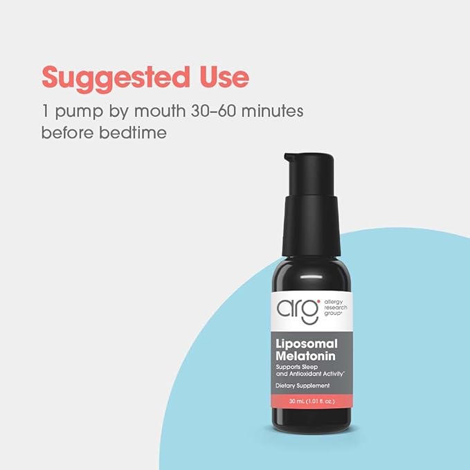 Allergy Research Group Liposomal Melatonin Supplement - Oral Sleep Spray for Adults 1mg Liquid Melatonin Pure Fast Acting Formula - 1 Fl Oz