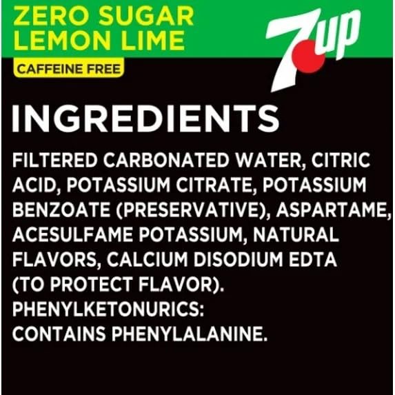 lemon lime Zero Sugar SevenSoda 12 Oz. Pack of 24