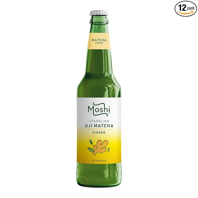 Moshi Sparkling Drinks - Ginger Matcha (12 Bottles)