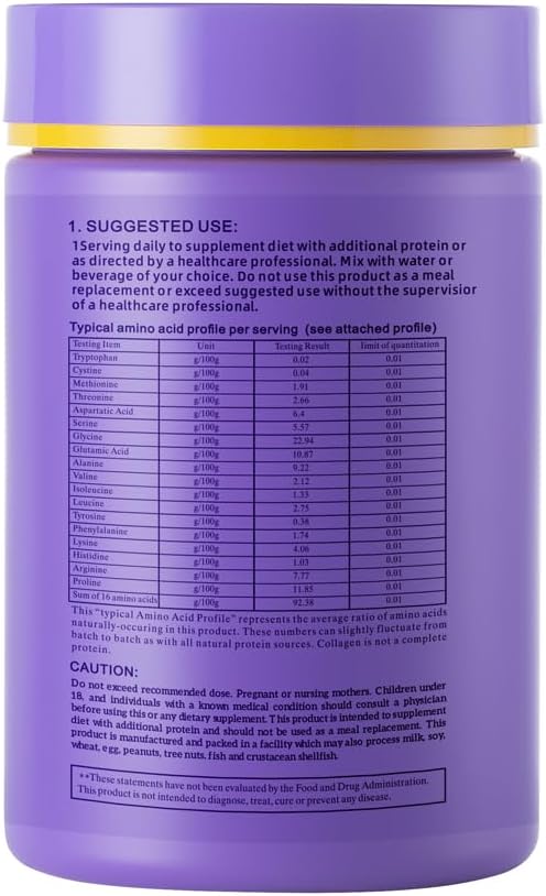 Marine Collagen Powder Hydrolyzed Cod Fish &amp Krill Peptides Premium Marine Collagen Supplement for Women &amp Men – Supports Hair Skin Nails &amp Joint Health Gluten-Free 454g