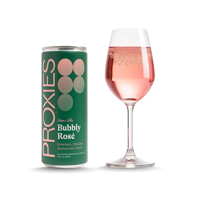Proxies Bubbly Rosé – Non-Alcoholic Sparkling Wine Spritz – Crisp and Crushable Canned Drink 4-Pack