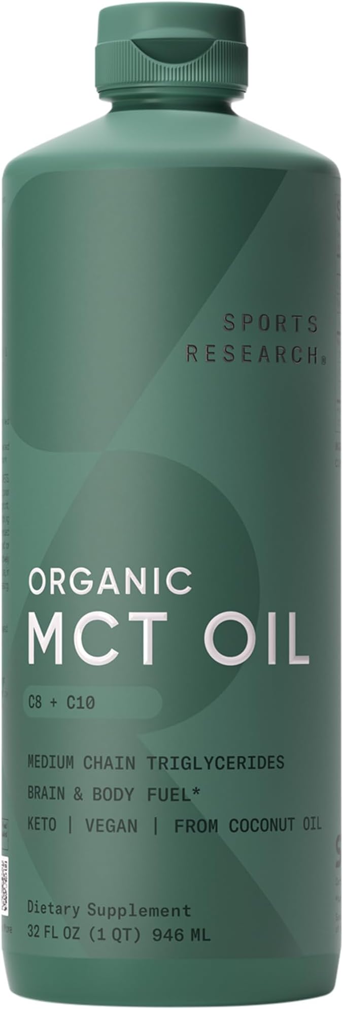 Sports Research® Supplements Pack - Organic MCT Oil C8 C10 32 oz + Hydrolyzed Type 1 &amp 3 Collagen Powder Protein 16 oz + Creatine Monohydrate 17.46 oz