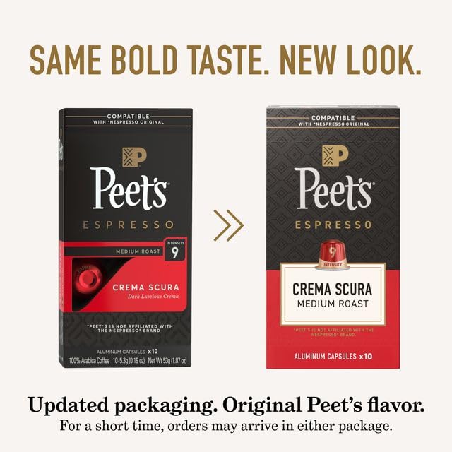 Peet's Coffee Dark Roast Espresso Capsules Variety Pack Compatible with Nespresso Original Machine - Intensity 8-11 80 Count (8 Boxes of 10 Espresso Capsules)