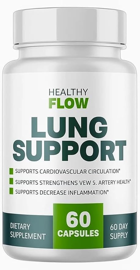 Healthy Flow Lung Support Supports Lung Health &amp Respiratory Function - Improves Breathing Oxygen Flow - 60 Capsules Genuine (1 Pack)
