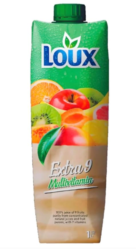 LOUX Extra 9 Multivitamin Fruit Juice Blend 1 Liter Natural Mixed Fruits x 2 Containers
