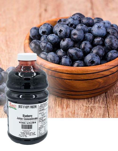 Nature Blessed 100% Pure Blueberry Fruit Juice Concentrate - 1 Quart (1/32 fl z bottle) Great for Home Wine Brewing Mead Ale Tea Snack Sticks