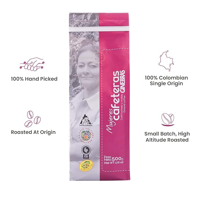 Mujeres Cafeteras Cafe Ginebras Cafexcoop Coffarmers Federacion Cafetera Colombia | 100% Colombian Specialty Coffee Whole Bean 17.6oz-500gr