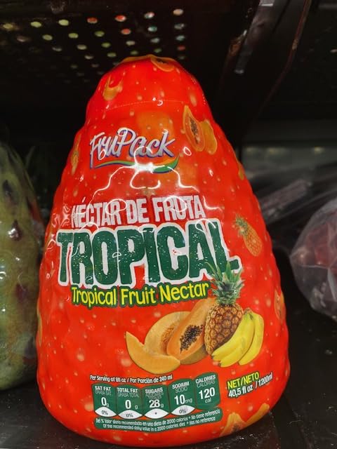 Tropical Fruit Nectar Juice – Papaya Banana Pineapple &amp Melon Blend – 100% Natural Flavor No Preservatives Gluten-Free Low Sodium – 40.5 fl oz (1200 mL) Bottle Frupack
