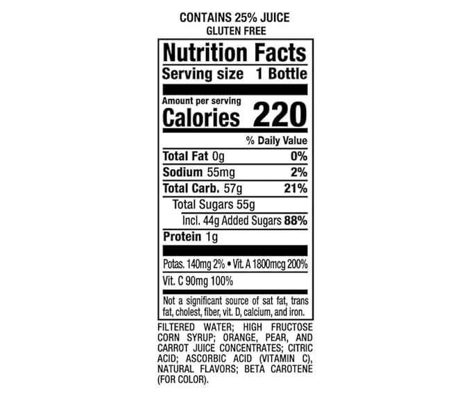 Juice 16 Fl Oz (12 pack Orange Carrot)