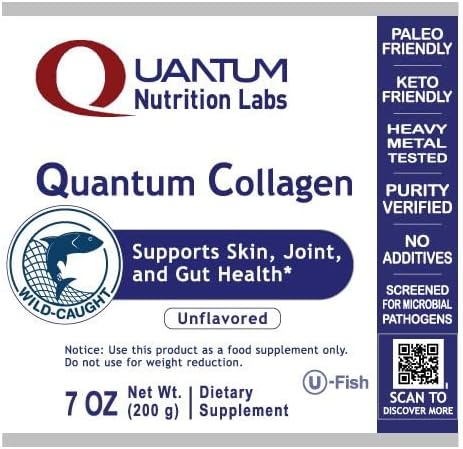QNL Quantum Collagen - Sustainably Sourced Hydrolyzed Marine Collagen - Gut Health Supplement for Women &amp Men - Offers Joint Support - 7 oz