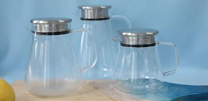 Teabloom One-Touch Tea Maker 2-in-1 Teapot and Kettle with Stainless Steel Filter Lid for Loose Tea – Stain-Free Borosilicate Glass Teapot (27 Oz) – Tea Connoisseur's Choice