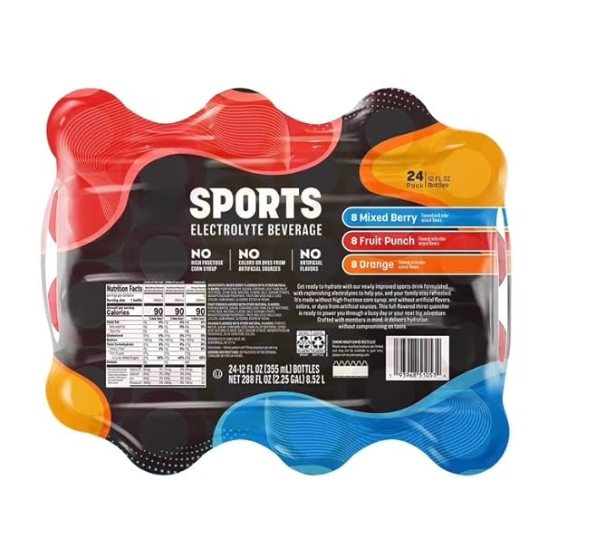 Sports Drink Variety Pack 12 fl oz Bottles (24 Pack) - Electrolyte Hydration - Includes Fruit Punch Mixed Berry and Orange - Rapid Recovery Fuel for Athletes
