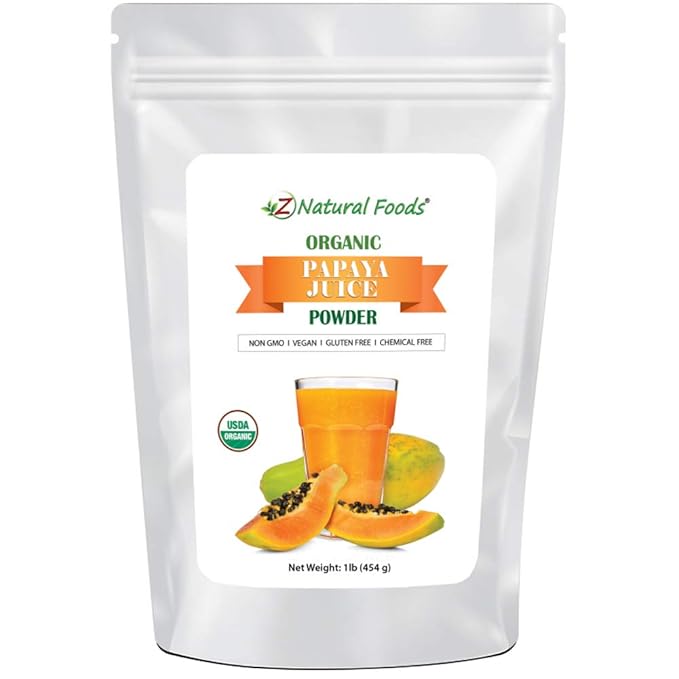 Organic Papaya Juice Powder - Tropical Fruit Superfood Drink Mix Supplement - Mix In Smoothies Shakes Tea Cooking Baking Recipes - Non GMO Gluten Free Vegan Kosher - 1 lb