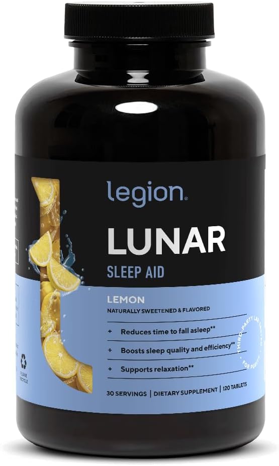 LEGION Lunar Natural Sleep Aid Chewable Tablets with Melatonin L-Glycine 30 Serving