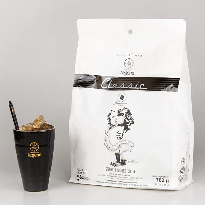 Trung Nguyen Legend — Classic — 3 in 1 Premium Instant Coffee — Finely Milled Coffee Beans Non-dairy Creamer &amp Sugar — Strong and Bold — Instant Vietnamese Coffee (50 Single Serve Packets 2-Pac