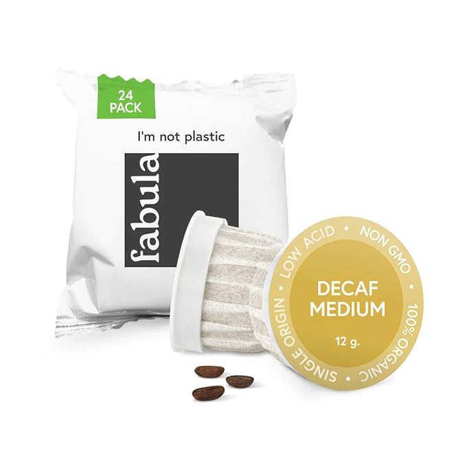 Fabula Organic Decaf Coffee K-Cups Medium Roast Low Acid Coffee Pods - Single Origin - Mold Free - Non-GMO - Fair Trade - Compatible with Keurig &amp Keurig 2 Machines - 24 Count