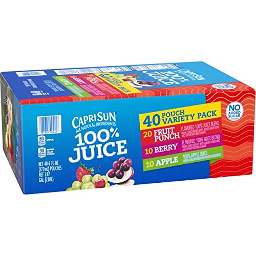 Capri Sun Juice - Variety Pack - No Artificial Colors Flavors or Preservatives - Perfect for Any Adventure - Ready Set Gourmet Donate a Meal Program - 4 Pack (6oz 40ct Each)