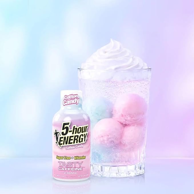 5-hour ENERGY Extra Strength Shots Birthday Cake Fruity Rainbow Cotton Candy Variety Pack 1.93 Fl oz 30 Bottles (12 Cotton Candy 12 Birthday Cake and 6 Fruity Rainbow)
