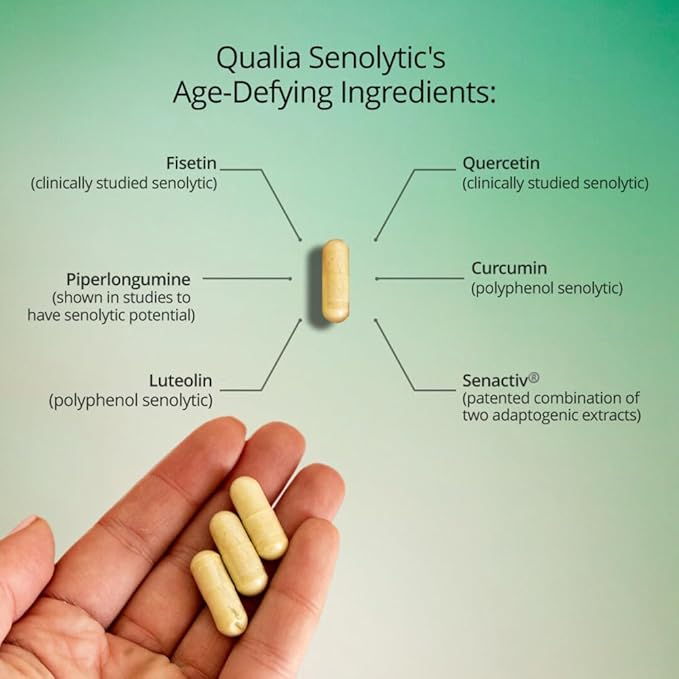 QUALIA LIFE SCIENCES Senolytic Supplement Fisetin Quercetin Piperlongumin &amp More Aging Supplement - Supports Optimal Cell Repair &amp Rejuvenation Naturally Eliminate Zombie Cells 1 Month S
