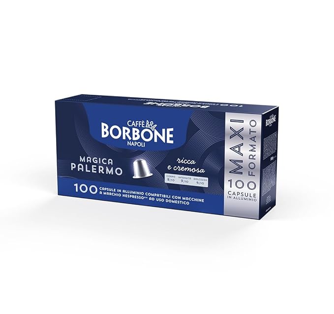 Caffè Borbone Magica Palermo Aluminum Capsules Compatible with Nespresso Original Machines Dark Roast 100 Count
