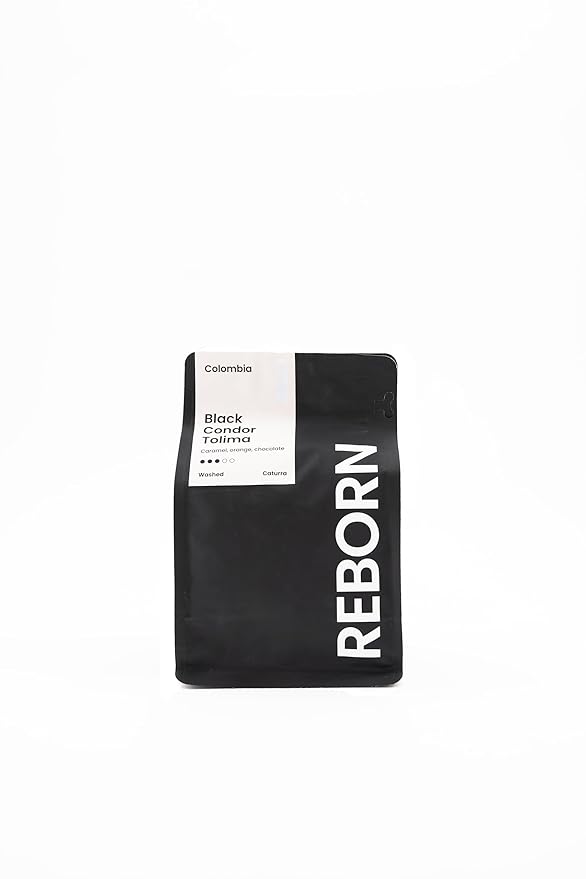 Reborn Coffee Specialty Whole Bean Coffee Medium Roast 12 Ounce Colombia Black Condor Tolima Flavor Notes of Chocolate Nut and Citrus