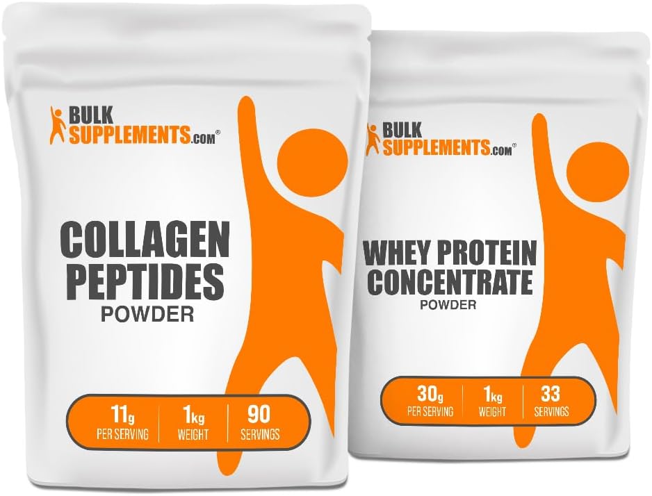 BulkSupplements Collagen Peptides 1kg + Whey Protein Concentrate 1kg Bundle