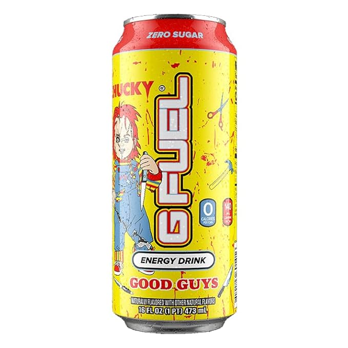 G Fuel Energy Drink Blood Orange Sugar Free Beverage with 140mg Caffeine Daily Energy Boost with Focus Amino Vitamin + Antioxidants 16 oz Cans (Chucky 12-Pack)