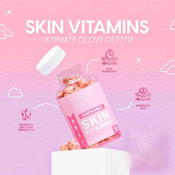 Vita Skin Vitamins Collagen Gummies – Type 1 &amp 3 Peptides – 60 Gummies