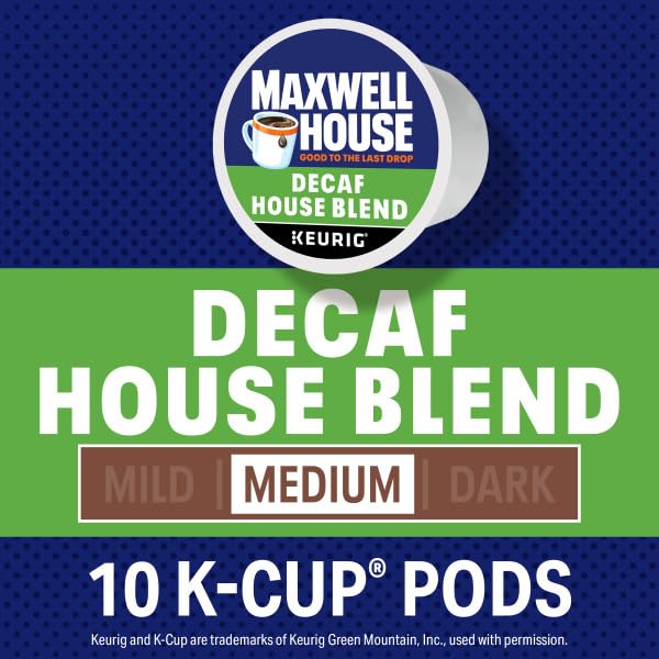Maxwell House Decaf House Blend Medium Roast K-Cup Coffee Pods 10 CT (Pack of 3)