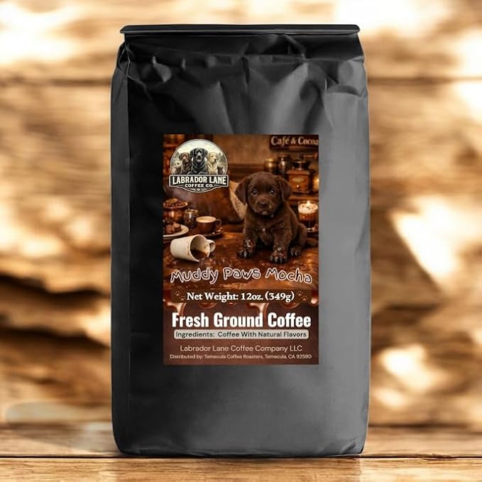 Muddy Paws Mocha (Mocha Flavored Coffee) - Hand Crafted Premium Small Batch Coffee - 12oz