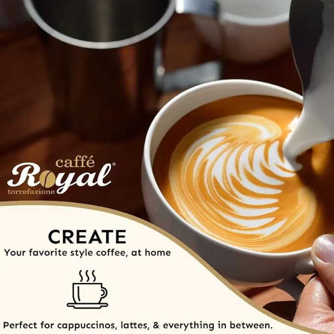 Royal Caffé Italian Coffee Beans – Gourmet Medium Roast 70% Arabica 30% Robusta Blend Balanced Sweetness and Intense Aroma Whole Bean 2.2 lbs (1000 Grams) Made in Italy