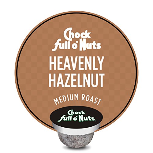 Chock Full o’Nuts Heavenly Hazelnut Roast Medium Roast K-Cups Flavored to Perfection with a Great Hazelnut Taste - Compatible with Keurig Pods K-Cup Brewers (1 Pack of 12 Single-Serve Cups)