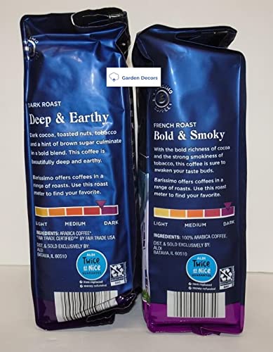 Barissimo Dark Roast and French Roast Ground Coffee 12oz 340g (Two Bags)