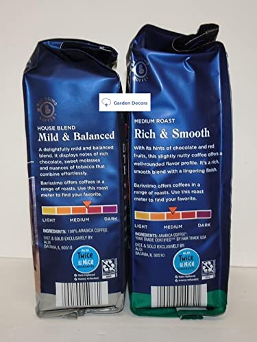 Barissimo House Blend and Medium Roast Ground Coffee 12oz 340g (Two Bags)
