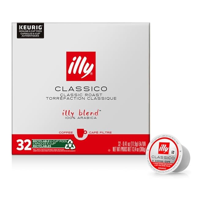 illy Coffee K Cup Pods for Keurig Machines Classico Medium Roast 100% Arabica Premium Italian Coffee 32 Count 1 Pack