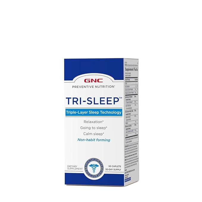 GNC Preventive Nutrition Tri-Sleep Calm Sleep and Relaxation 60 Caplets