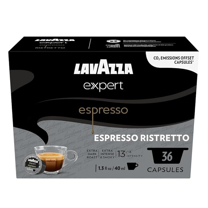 Lavazza Expert Espresso Ristretto Capsules Extra Dark Roast Arabica and Robusta Blend Compatible with Lavazza Classy Machines (36 Capsules)