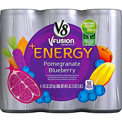 V8 +Energy Variety Pack Pomegranate Blueberry Peach Mango Orange Pineapple and Diet Strawberry Lemonade 8 Ounce (Pack of 24)