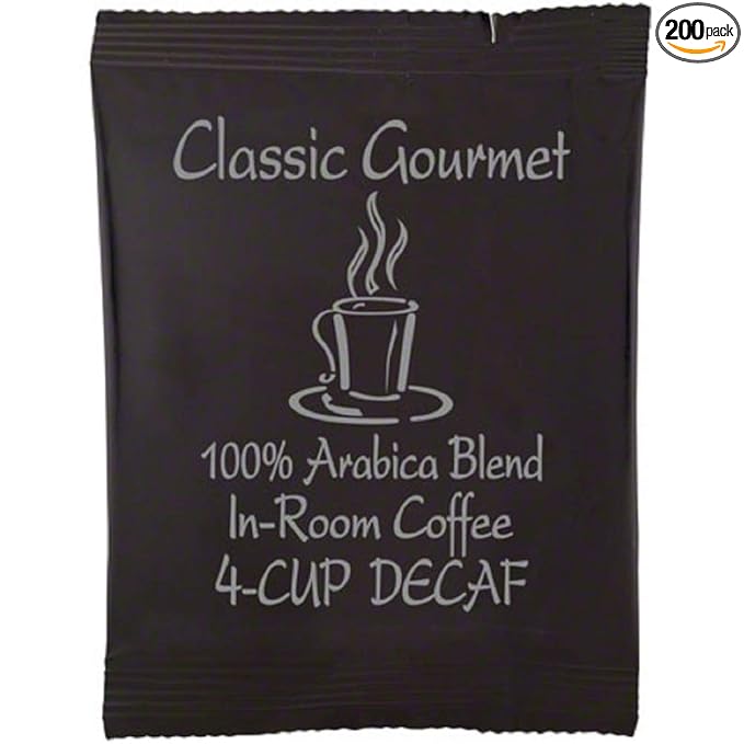 Classic Gourmet DeCaf 4 Cup Coffee Filterpack for Hotels and Motels- Case of 200