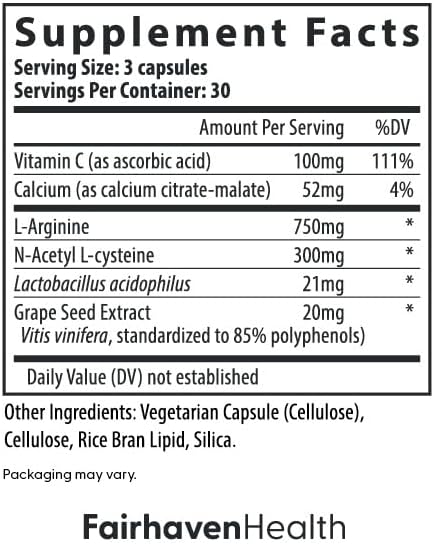 Fairhaven Health FertileCM Fertility Supplement for Women Capsules - Fertile Cervical Mucus Ovulation Cycle Includes L-Arginine N-Acetyl-Cysteine Grape Seed Extract and Vitamin C - 90 Capsules