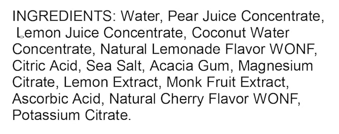 12pack - Wynz Lemon Cherry Quencher Youth Hydration Sports Drink 32.97% Fruit Juice Coconut Water Monk Fruit &amp Filtered Water 16 oz Single Serve Bottle